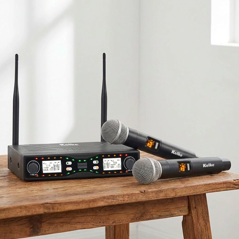 SET DE 2 MICROFONOS UHF INALAMBRICOS CON RECEPTOR XLR Y MIX - 6