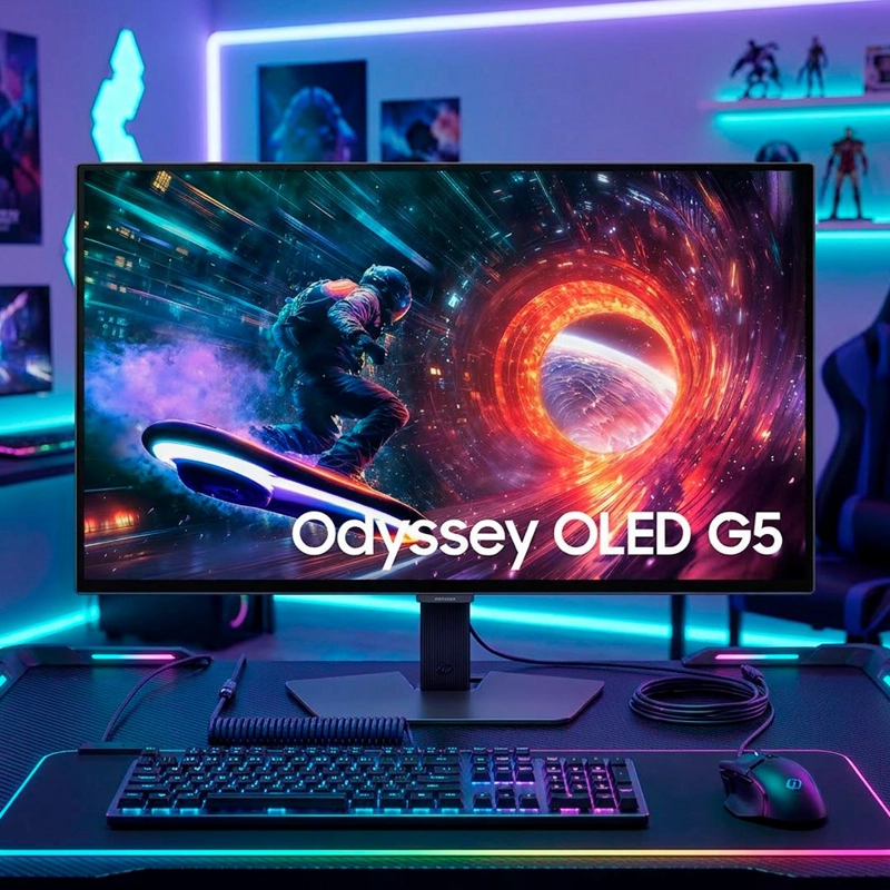 MONITOR GAMER SAMSUNG ODYSSEY G5 27' OLED QHD 180HZ 0.3MS - 8