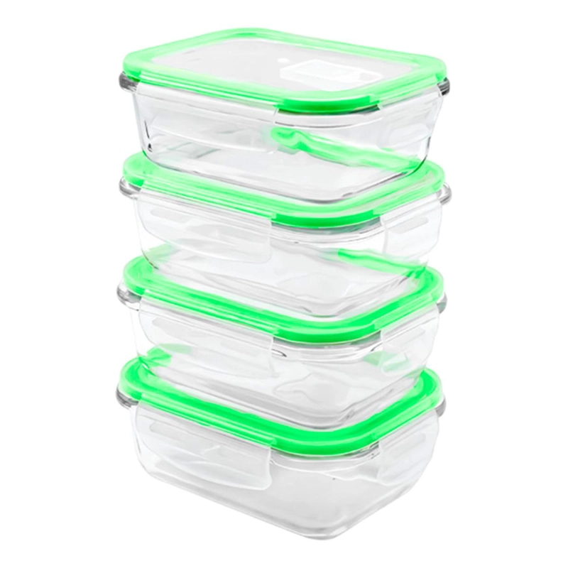 SET 4 CONTENEDORES HERME TICOS CROIX 640ML DE VIDRIO VALVULA - 2