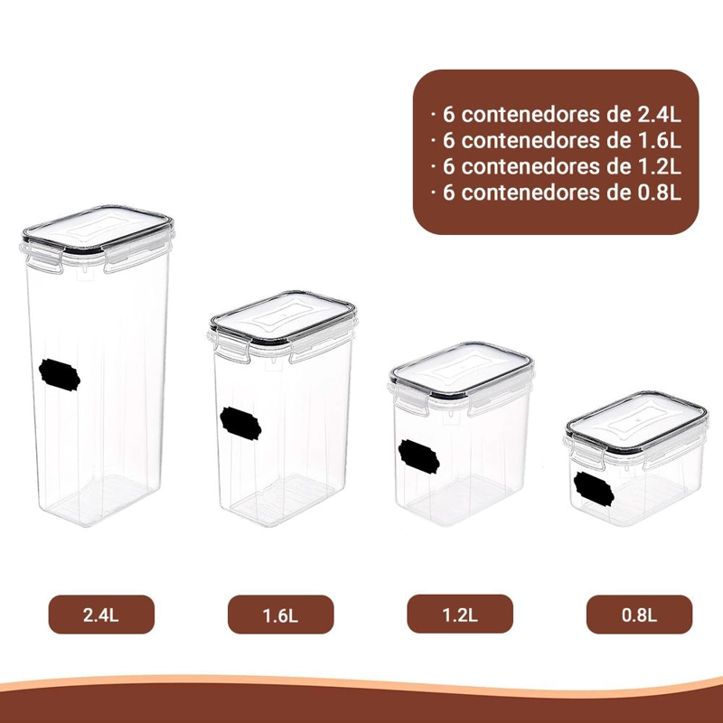 SET DE 24 CONTENEDORES HERME TICOS CROIX + MARCADOR STICKERS - 6