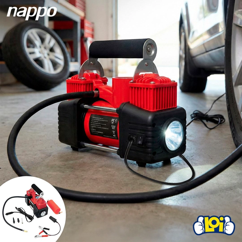 COMPRESOR DE AIRE NAPPO PORTATIL 300W 150PSI CON LINTERNA - 4