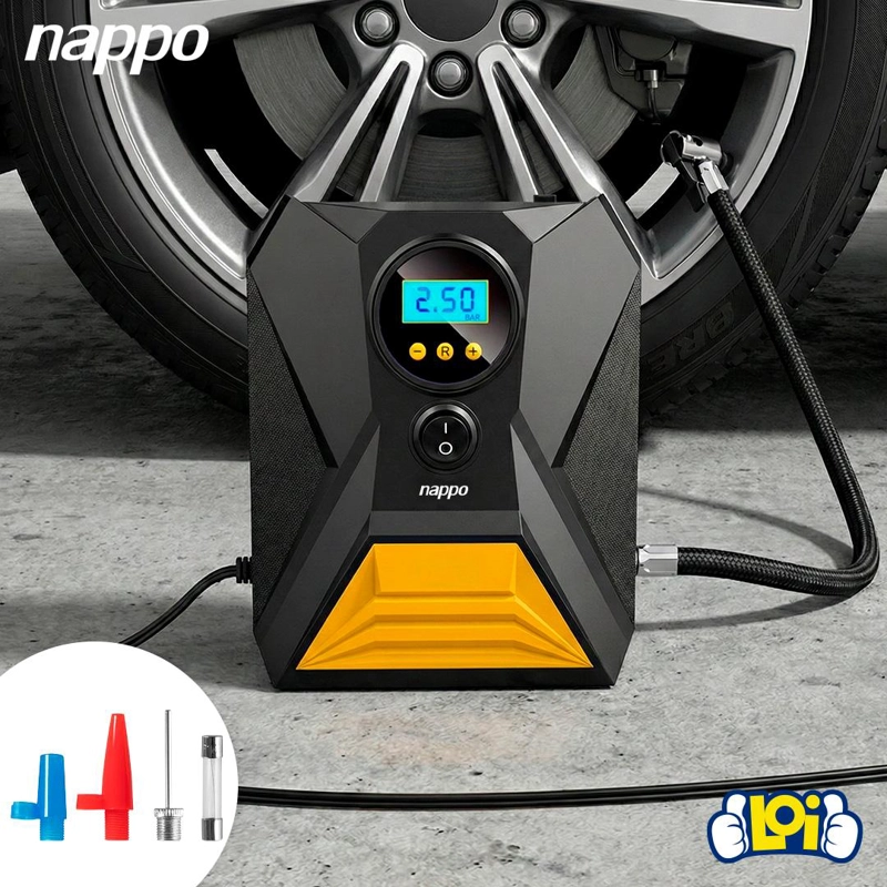 COMPRESOR DE AIRE PORTATIL NAPPO DIGITAL 120W INFLADO RAPIDO - 8