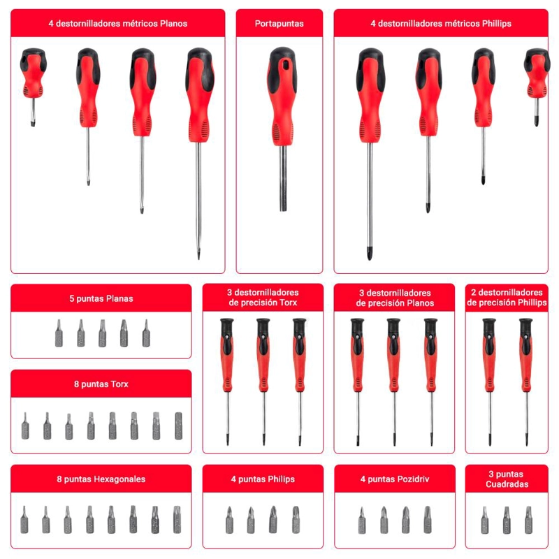 SET DE DESTORNILLADORES NAPPO 50 PIEZAS PUNTAS MAGNE TICAS - 6