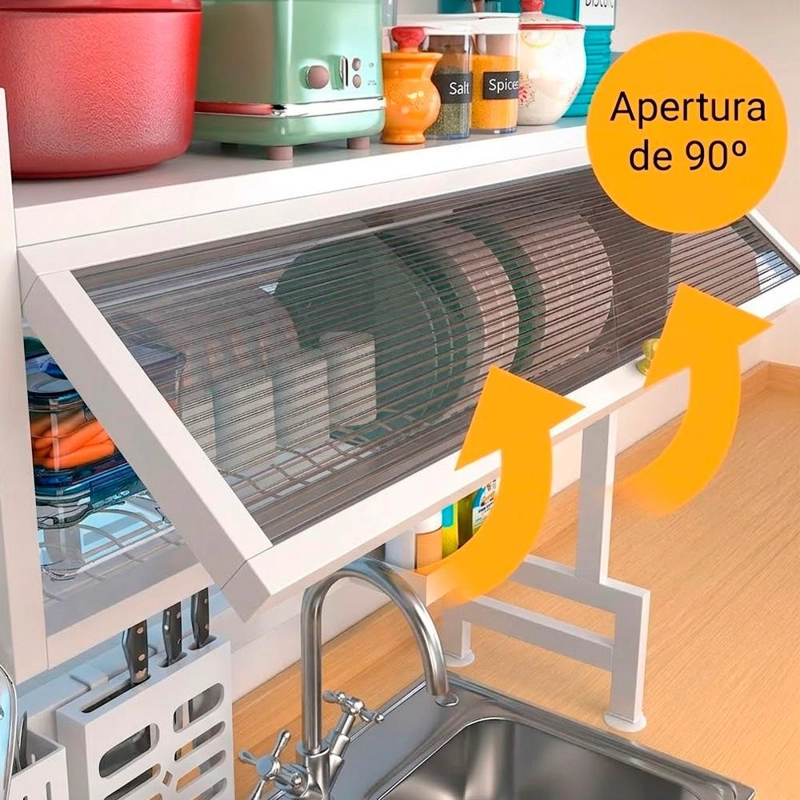 ESCURRIDOR SECADOR  GRANDE PLATOS DECOTEAM 2 ESTANTES PUERTA - NEGRO - 4
