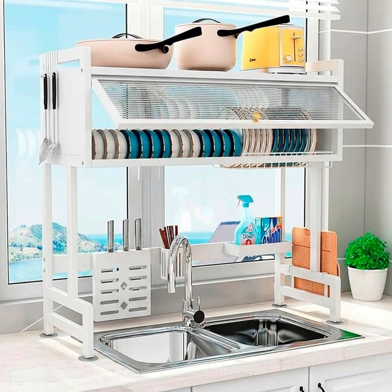 ESCURRIDOR SECADOR  GRANDE PLATOS DECOTEAM 2 ESTANTES PUERTA - NEGRO - 7