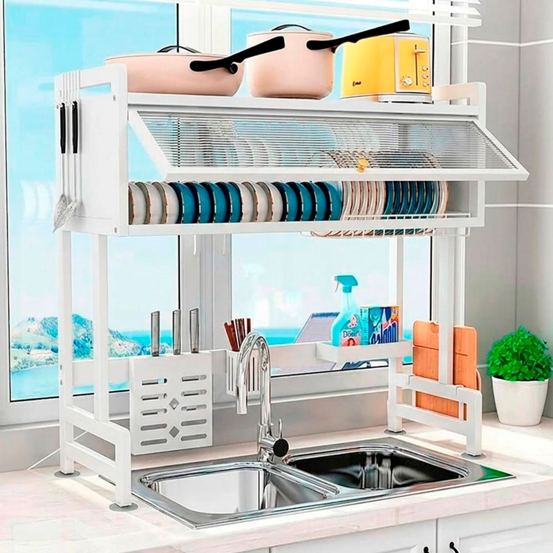 ESCURRIDOR SECADOR  GRANDE PLATOS DECOTEAM 2 ESTANTES PUERTA - NEGRO - 8