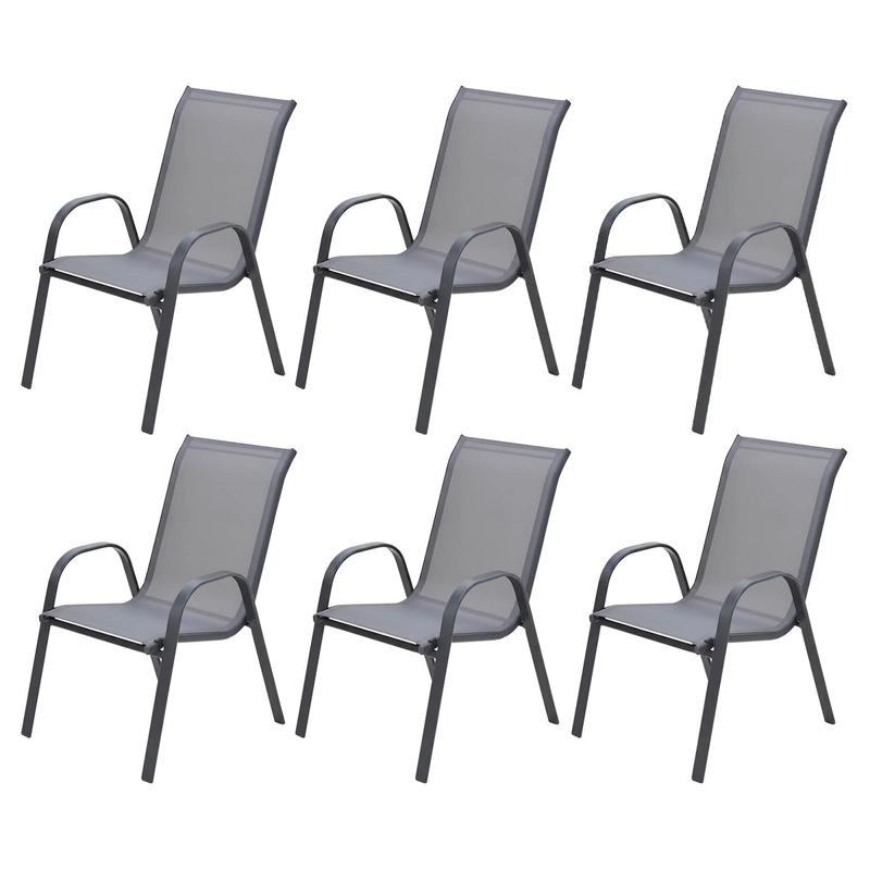PACK 6 SILLAS DE JARDIN Y TERRAZA EMPOLI DE ACERO TEXTILENO - 1
