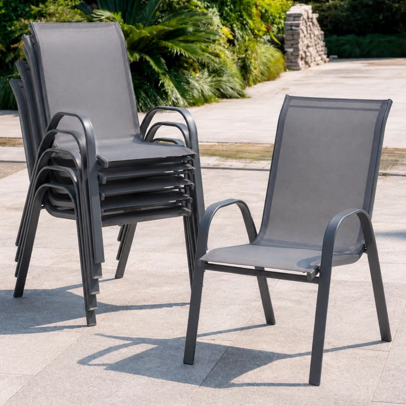 PACK 6 SILLAS DE JARDIN Y TERRAZA EMPOLI DE ACERO TEXTILENO - 5
