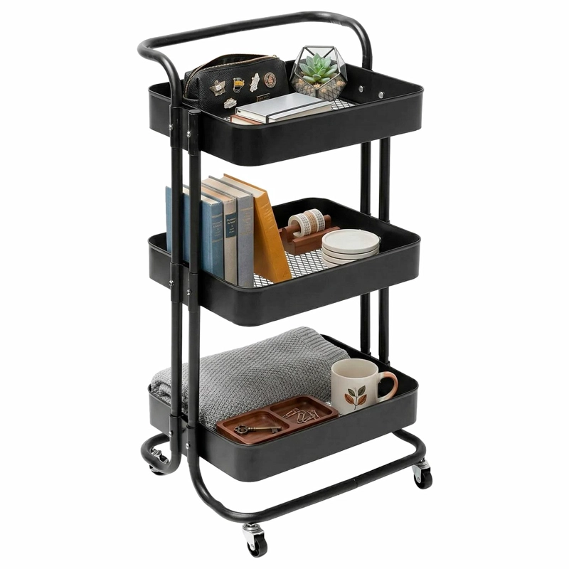 CARRO ORGANIZADOR METALICO DECOTEAM 3 ESTANTES CON RUEDAS - 1