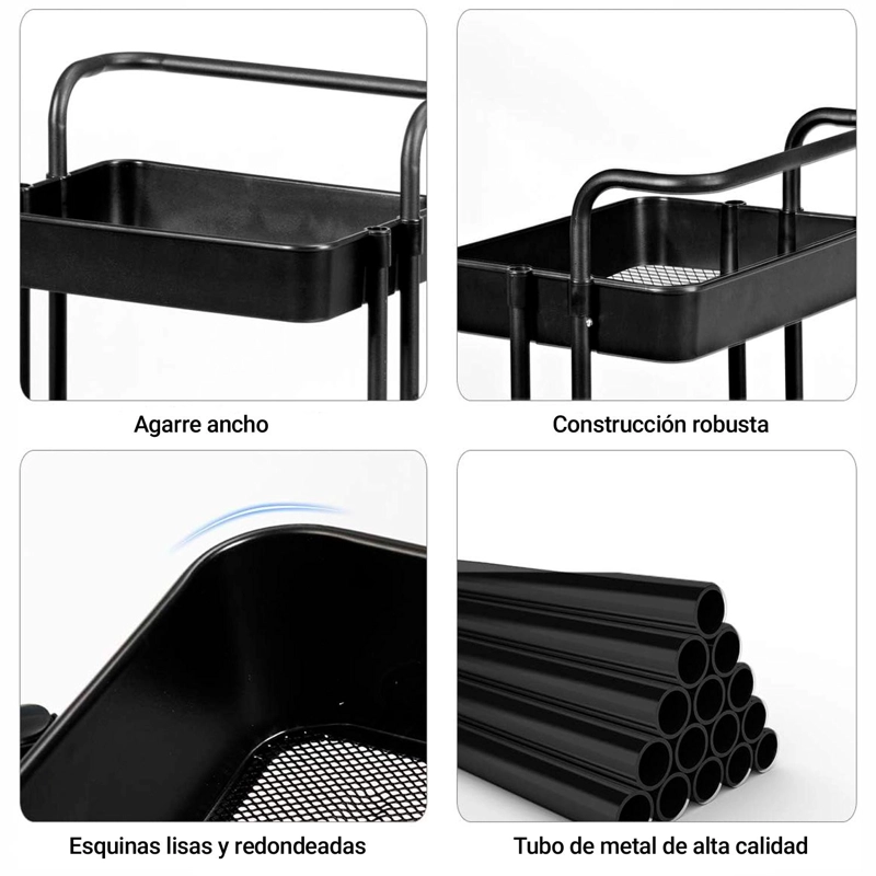CARRO ORGANIZADOR METALICO DECOTEAM 3 ESTANTES CON RUEDAS - 3