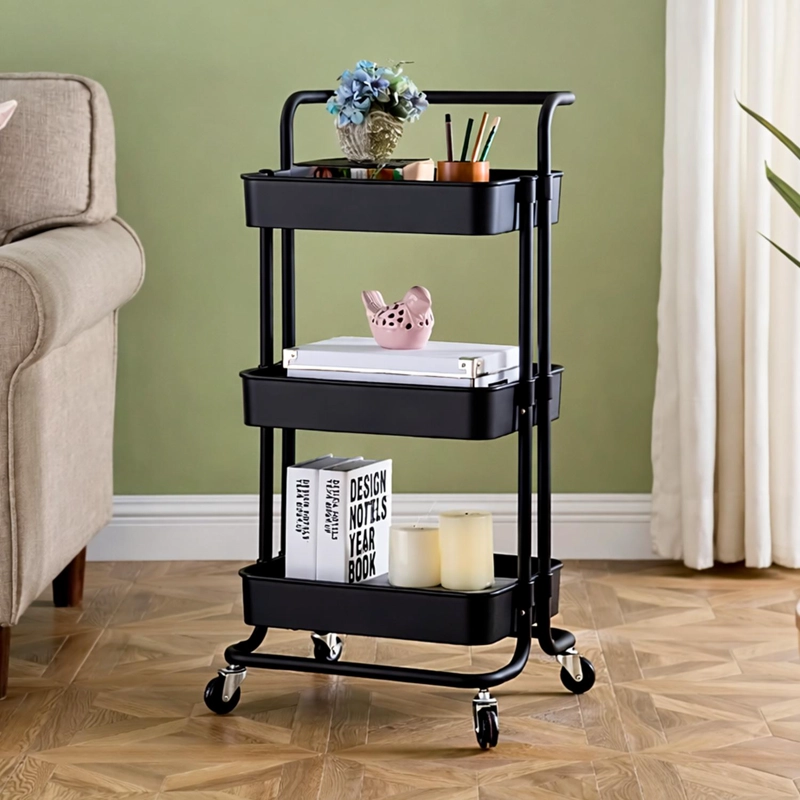 CARRO ORGANIZADOR METALICO DECOTEAM 3 ESTANTES CON RUEDAS - 7