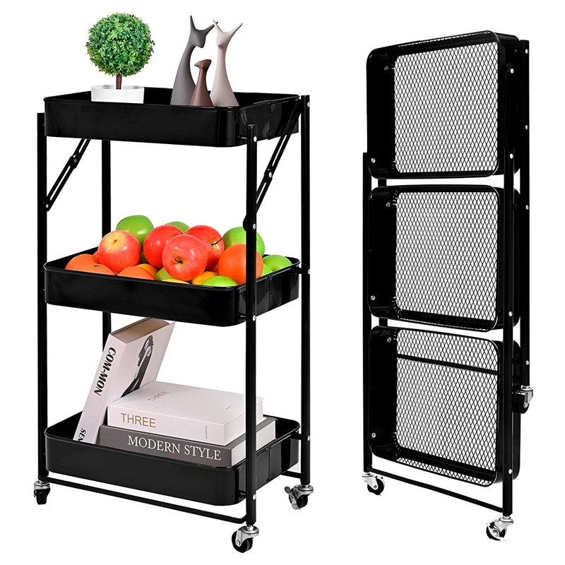 MUEBLE ORGANIZADOR PLEGABLE DECOTEAM 3 ESTANTES CON RUEDAS - 1