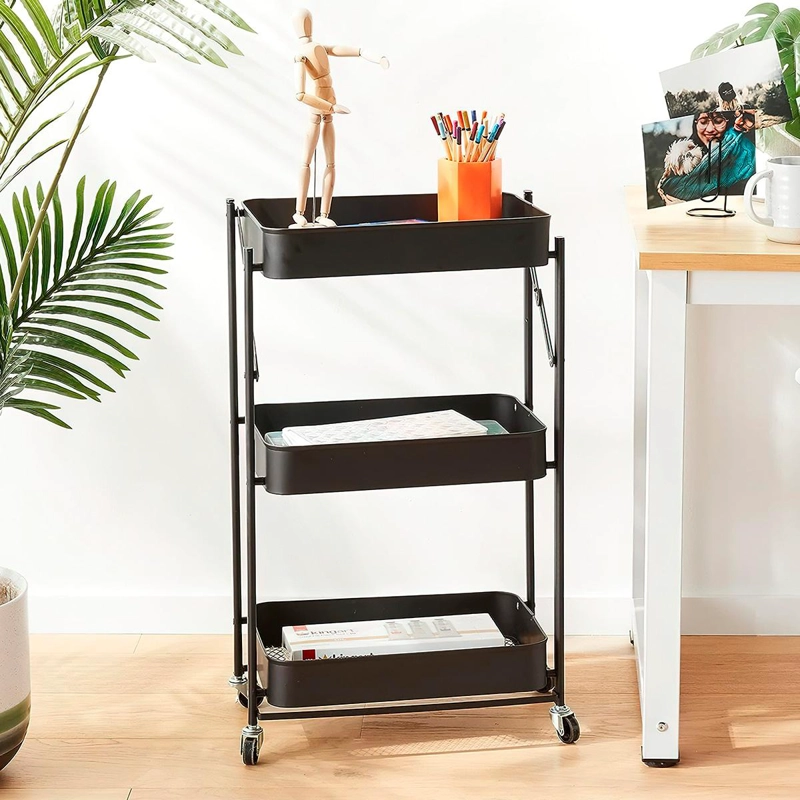 MUEBLE ORGANIZADOR PLEGABLE DECOTEAM 3 ESTANTES CON RUEDAS - 5