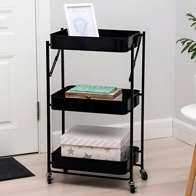 MUEBLE ORGANIZADOR PLEGABLE DECOTEAM 3 ESTANTES CON RUEDAS - 6