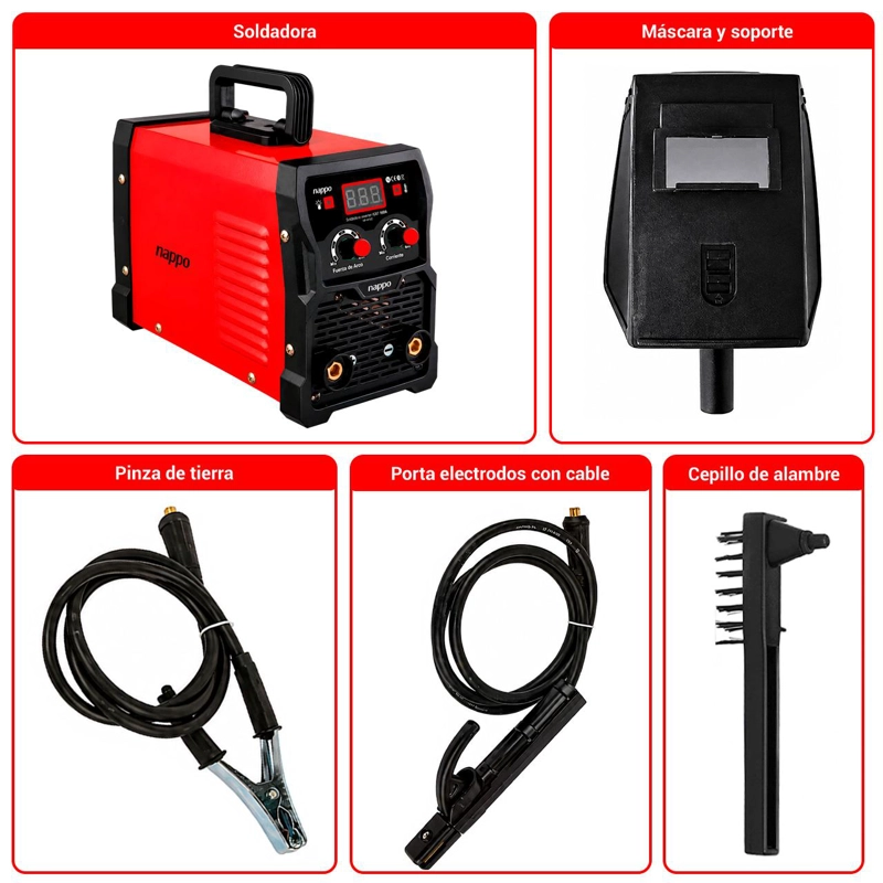 SOLDADORA INVERTER NAPPO 200A INCLUYE MASCARA Y ACCESORIOS - 2