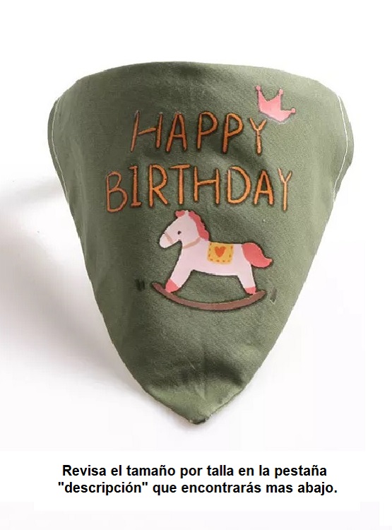 BANDANA PERROS GATOS FELIZ CUMPLEAÑOS WINPET VERDE TALLA S - 1