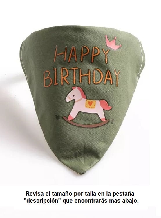 BANDANA PERROS GATOS FELIZ CUMPLEAÑOS WINPET VERDE TALLA M - 1