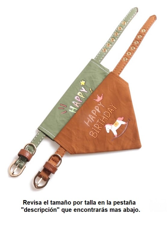 BANDANA PERROS GATOS FELIZ CUMPLEAÑOS WINPET VERDE TALLA M - 2