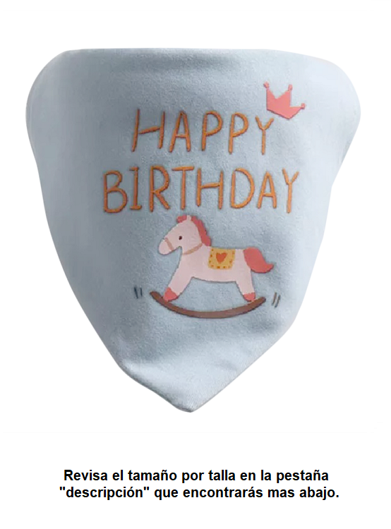 BANDANA PERROS GATOS FELIZ CUMPLEAÑOS WINPET CELESTE TALLA S - 1