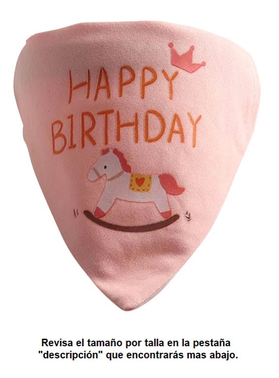 BANDANA PERROS GATOS FELIZ CUMPLEAÑOS WINPET ROSADO TALLA S - 1