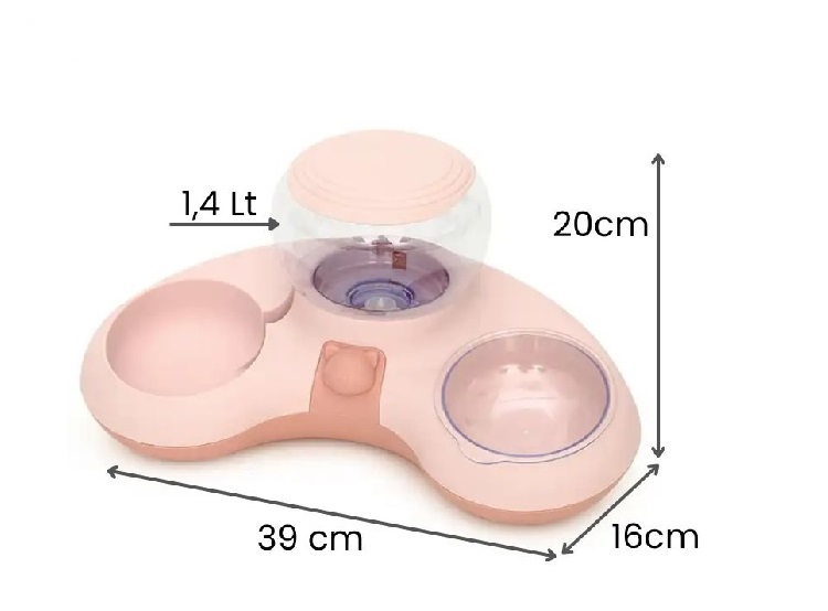 COMEDERO BEBEDERO PERROS GATOS AGUA DOBLE WINPET DISPENSADOR - 2