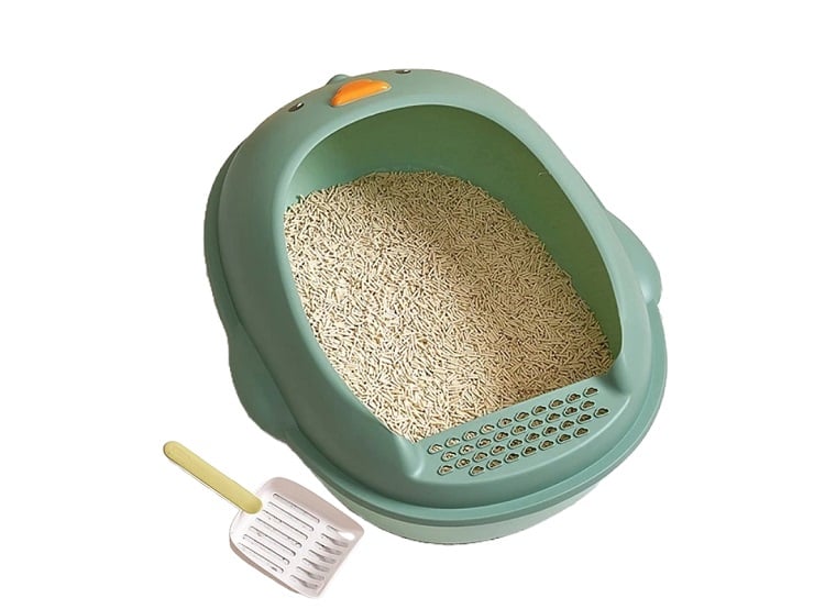 ARENERO PARA GATOS ANTISALPICADURAS + PALA SWEET VERDE - 45X36CM - 2