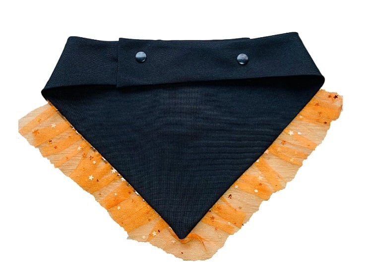 BANDANA DISFRAZ DE HALLOWEEN PARA PERROS Y GATOS CALABAZA GLITER XL - 2