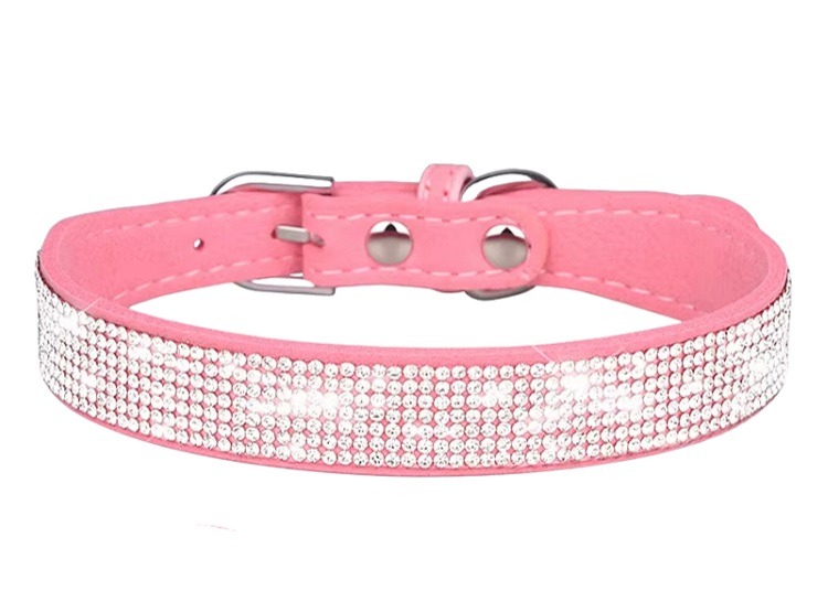 COLLAR CON BRILLANTES GLAM PARA PERROS - ROSADO L - 2
