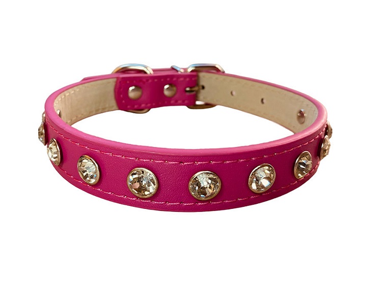 COLLAR PARA PERRITAS CON BRILLANTES GRANDES – S FUCSIA - 2