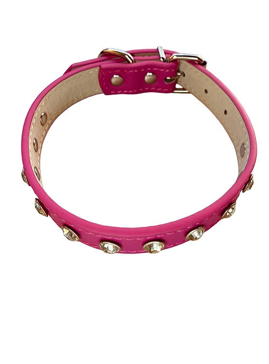 COLLAR PARA PERRITAS CON BRILLANTES GRANDES – S FUCSIA - 3