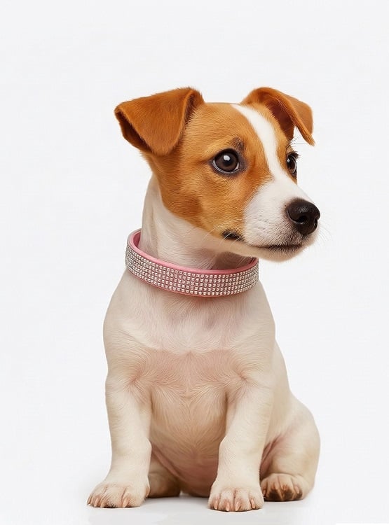 COLLAR CON BRILLANTES GLAM PARA PERROS - ROSADO S - 1