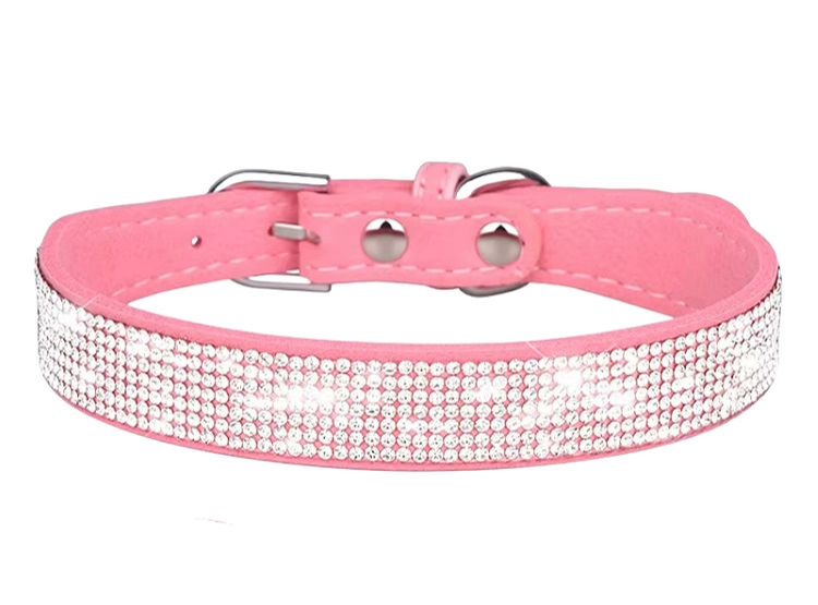 COLLAR CON BRILLANTES GLAM PARA PERROS - ROSADO S - 2