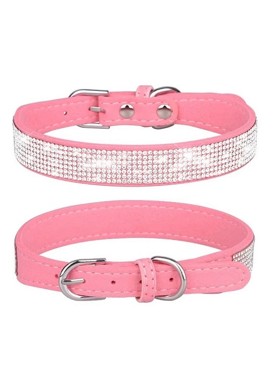 COLLAR CON BRILLANTES GLAM PARA PERROS - ROSADO S - 3