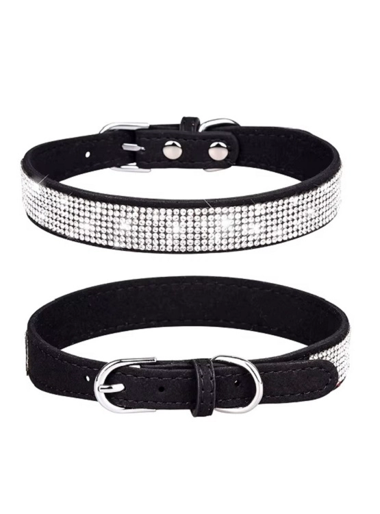 COLLAR CON BRILLANTES GLAM PARA PERROS - NEGRO XL - 3