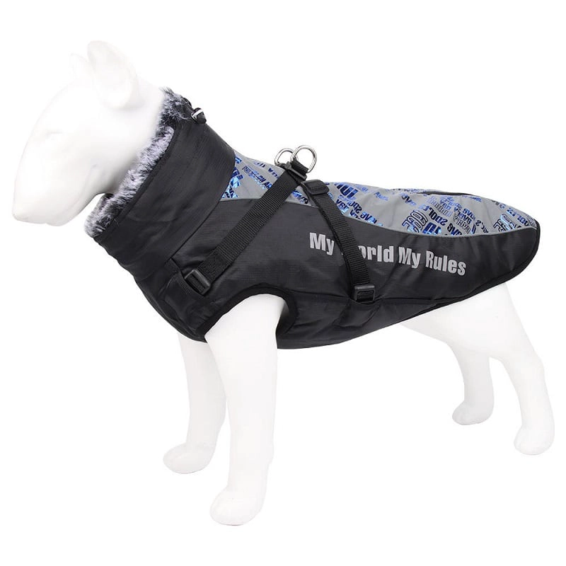 PARKA IMPERMEABLE PARA PERROS GRANDES REFLECTANTE Y CON ARNE S - 3XL - 4