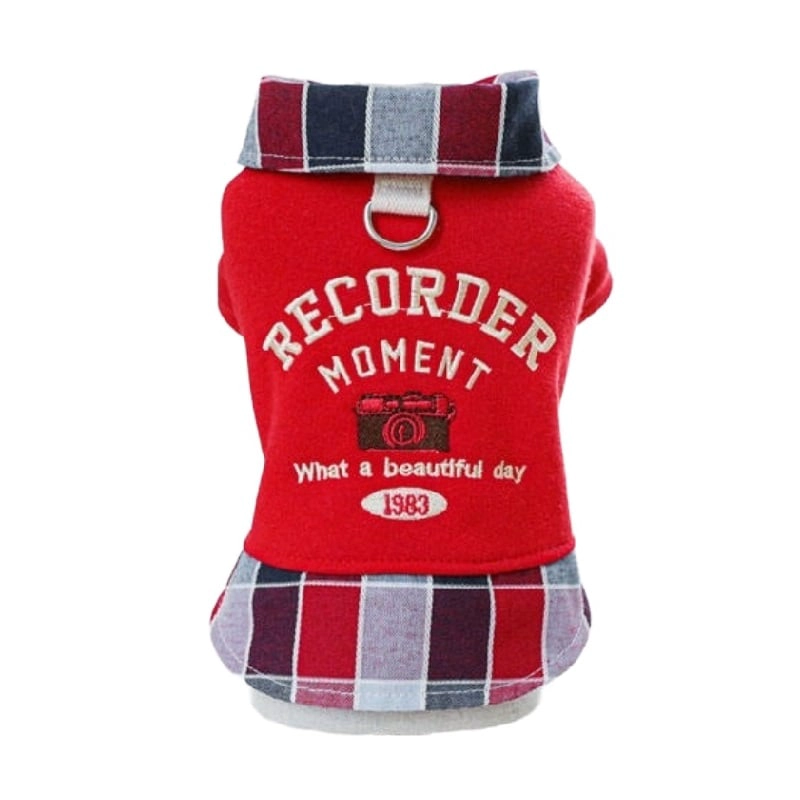 POLERON CAPA PARA PERROS Y GATOS DE ALGODON CON BROCHES – RECORDER  XS A XL - 2