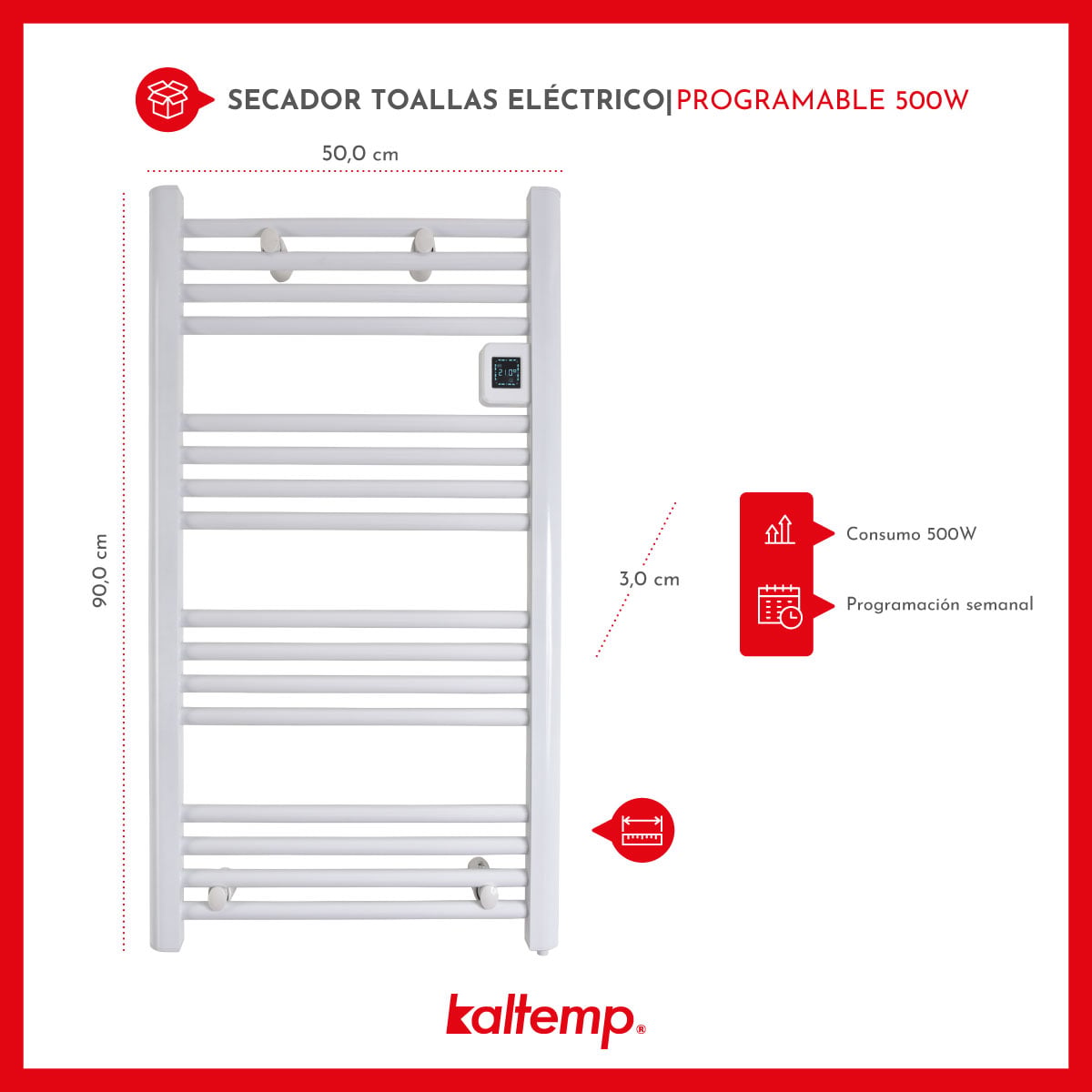SECADOR KALTEMP SECATOALLAS 500 W TOALLAS ELÉCTRICO 500W PROGRAMABLE BLANCO - 3