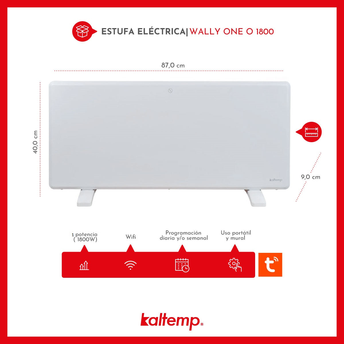 ESTUFA CALEFACTOR KALTEMP ELÉCTRICO WALLY ONE 1800 WIFI BLANCO - 8