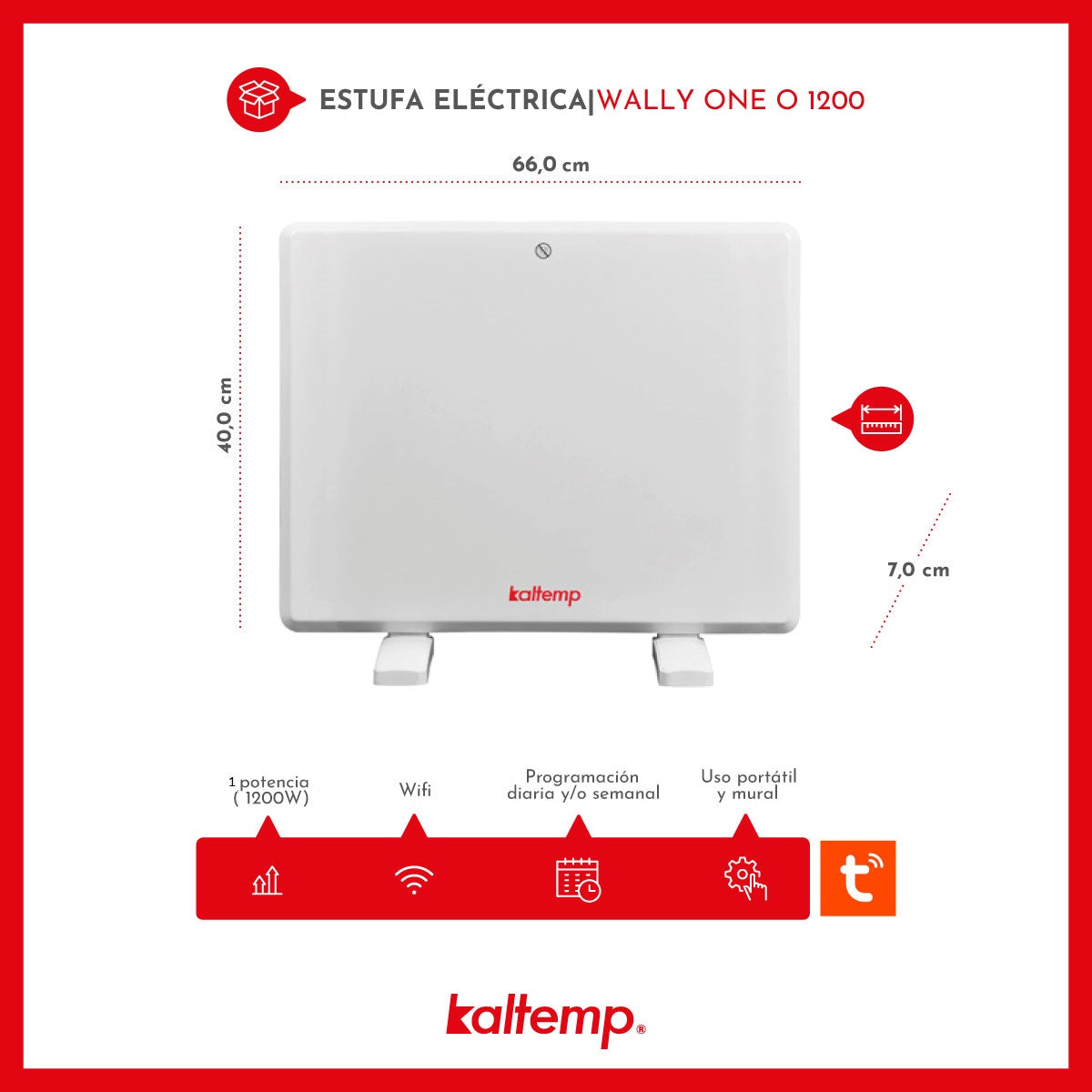 Estufa Calefactor Eléctrico Kaltemp Wally One O 1200 Wifi - 8