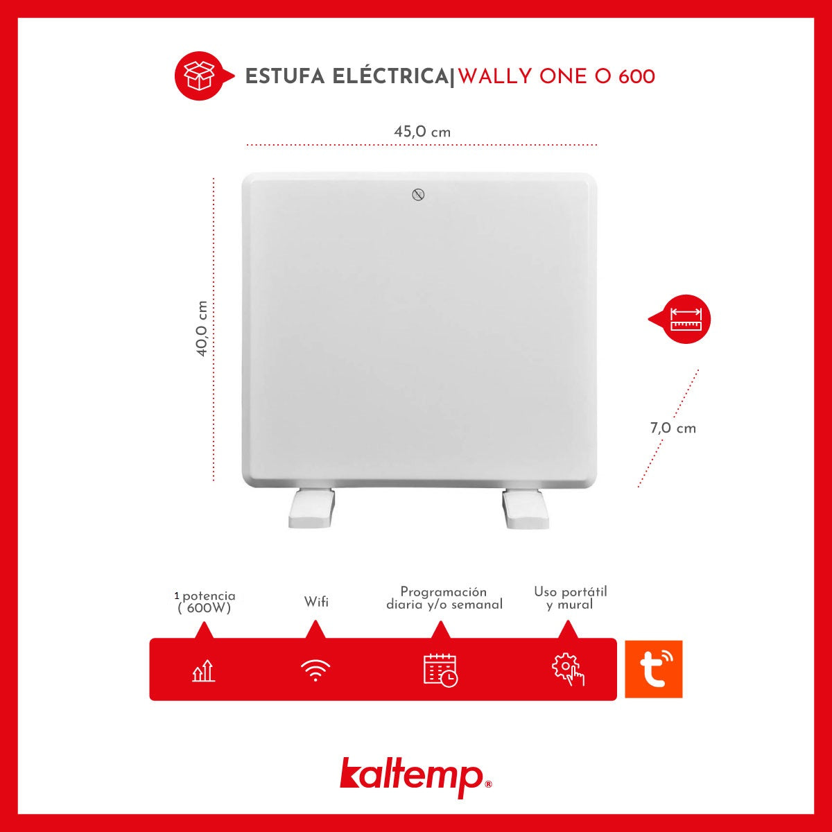 ESTUFA CONVECTOR KALTEMP WALLY ONE 600 WIFI BLANCO - 8