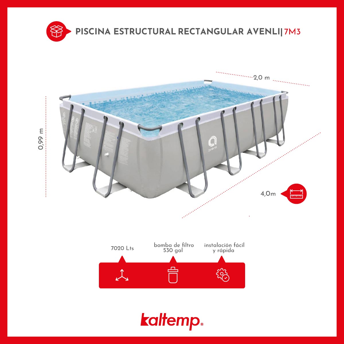 PISCINA ESTRUCTURAL RECTANGULAR AVENLI 4X2X 0.99 M 7M3 - 6