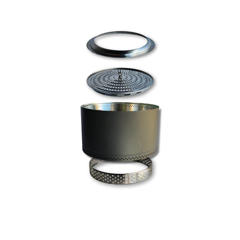 BRASERO K-FIRE NEGRO 70 KALTEMP + BASE |SIN HUMO ACERO INOXIDABLE - 2