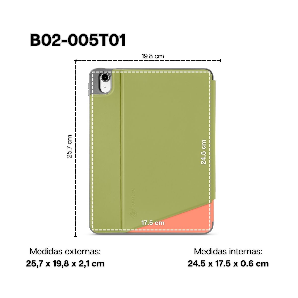 TOMTOC - FUNDA VERTICAL IPAD AIR 4-5 GEN 10,9 PULG 2022-2020 - AVOCADO - 2