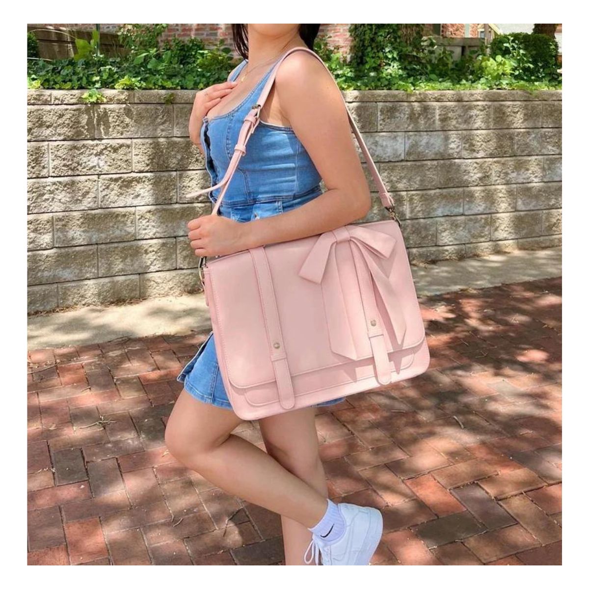 ECOSUSI MOCHILA Y MALETÍN CON LAZO REMOVIBLE SUMMER GARDEN ROMANCE PARA 14' - ROSADO - 2
