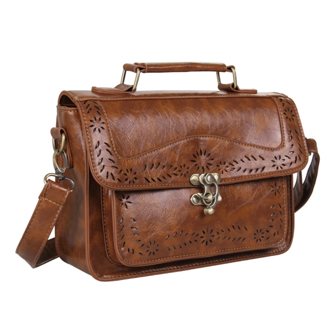 ECOSUSI BOLSO BANDOLERA PERFORADO PARA MUJER - CAFÉ - 1