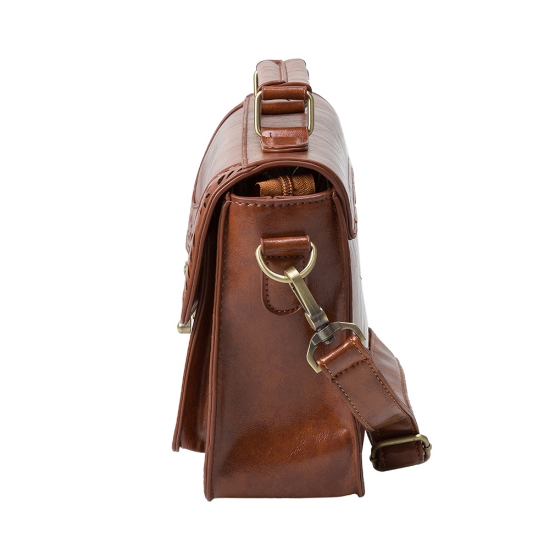 ECOSUSI BOLSO BANDOLERA PERFORADO PARA MUJER - CAFÉ - 4