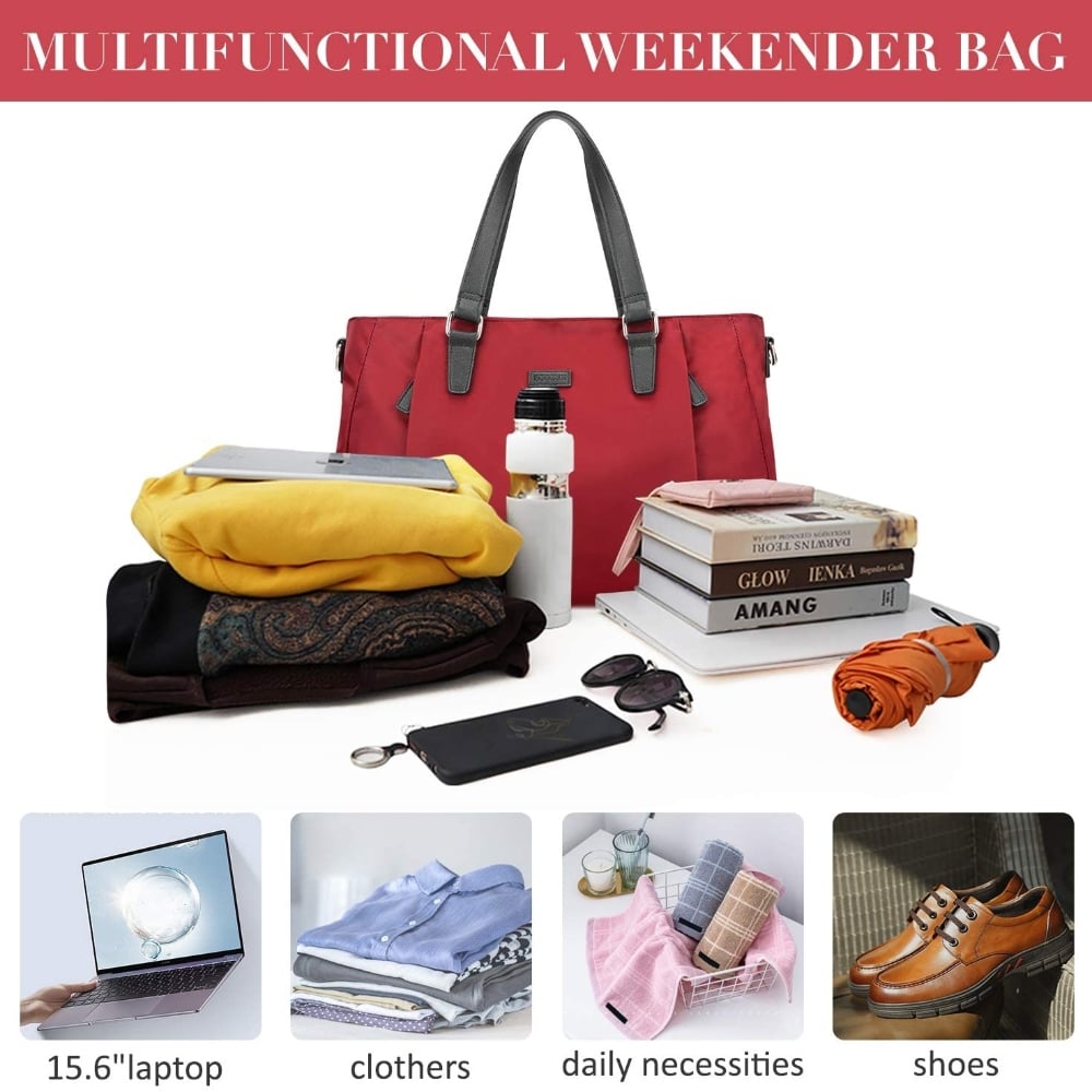 ECOSUSI BOLSA DUFFLE CON BOLZA DE ZAPATOS - ROJO - 3