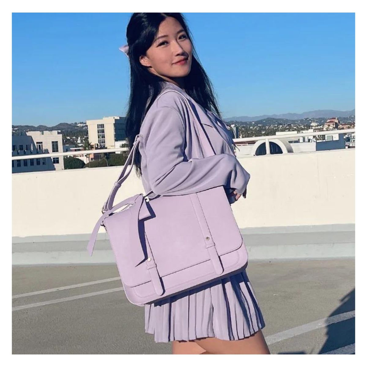 ECOSUSI MOCHILA Y MALETÍN CON LAZO REMOVIBLE SUMMER GARDEN ROMANCE PARA 14' - MORADO - 2