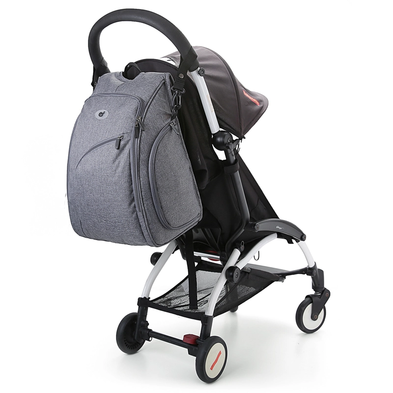 MOMMORE MOCHILA PARA PAÑALES 360 - APERTURA COMPLETA - GRIS - 3