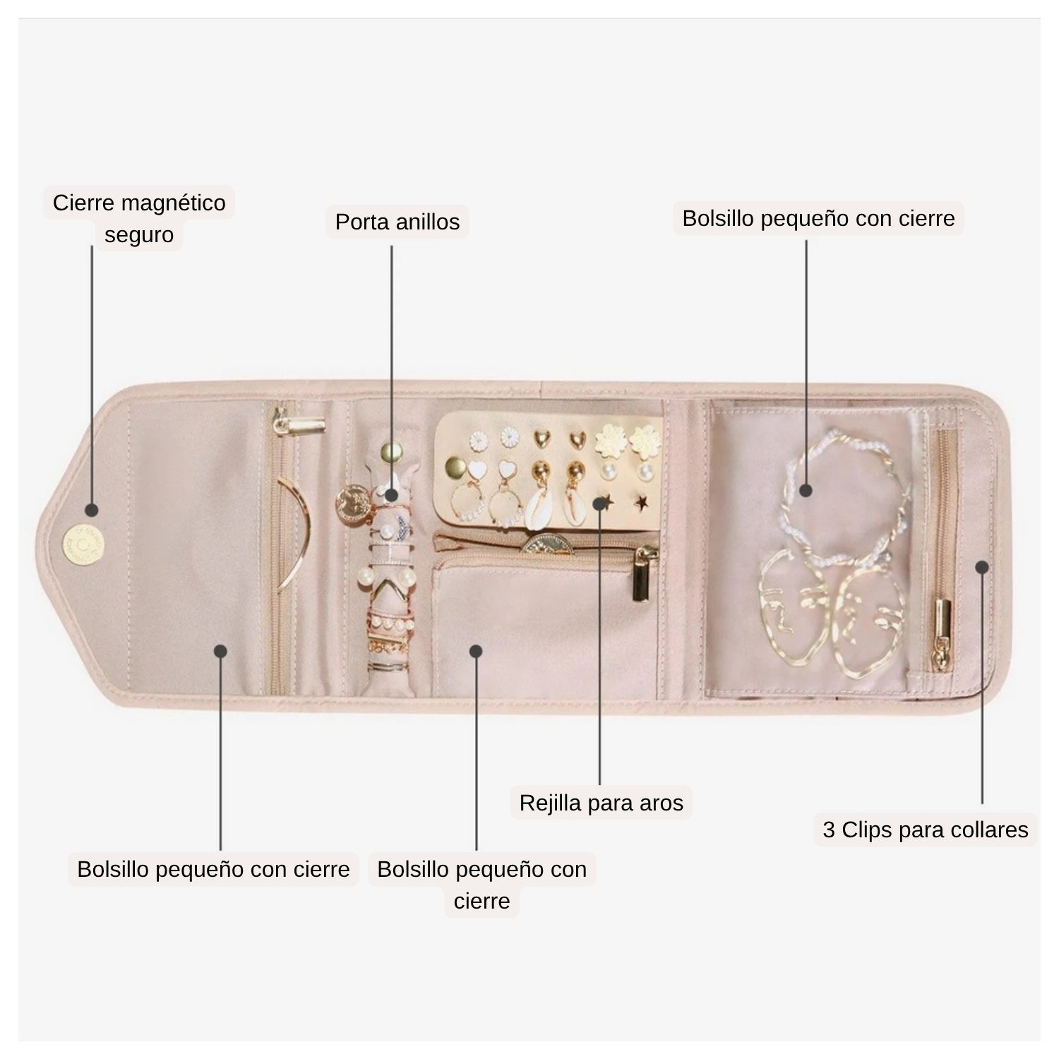 BAGSMART MINI ORGANIZADOR DE JOYAS JESSICA - ROSADO - 6
